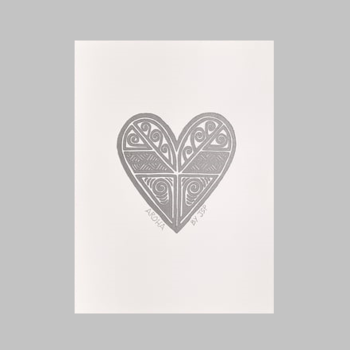 Aroha Wood Cut Art Print Silver