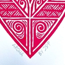 Aroha Wood Cut Art Print Red