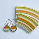 Orange Stripe Round Earrings