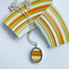 Orange Stripe Oval Pendant-jewellery-The Vault