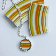 Orange Stripe Round Pendant-jewellery-The Vault