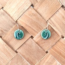 Porcelain Earrings Round Koru Mid Green-jewellery-The Vault