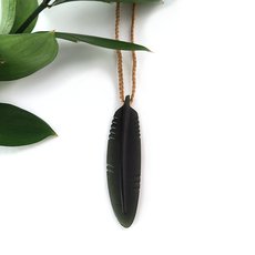 Feather Pounamu Pendant Rimu-jewellery-The Vault