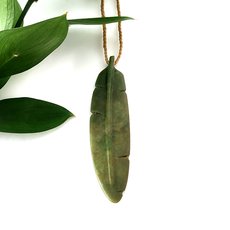 Feather Pounamu Pendant Marsden Flower -jewellery-The Vault