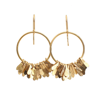 Gold Plate Large Flutter Hoop Earrings