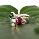 Tourmaline Rings Silver Set of 2 Rings Size R