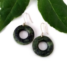 Pounamu Earrings Disc Donut-jewellery-The Vault