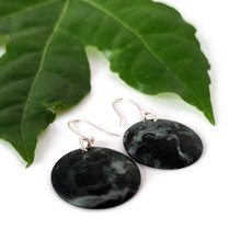 Pounamu Earrings Domed Disc-jewellery-The Vault