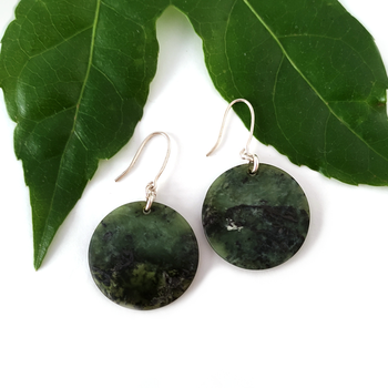 Pounamu Earrings Disc