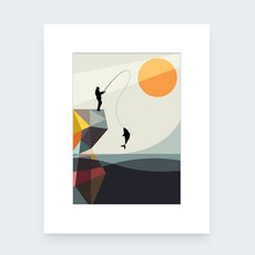 Gone Fishing Matted Print -artists-and-brands-The Vault