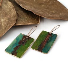 Large Rectangle Earrings Brass Patina-jewellery-The Vault