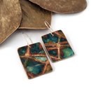 Large Rectangle Earrings Brass Patina