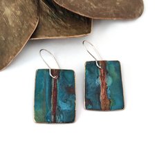 Large Rectangle Earrings Brass Patina-jewellery-The Vault