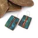 Large Rectangle Earrings Brass Patina