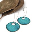 Long Oval Earrings Brass Patina Turquoise