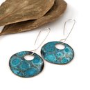 Long Oval Earrings Brass Patina Turquoise