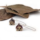 House Earrings Brass Copper Patina