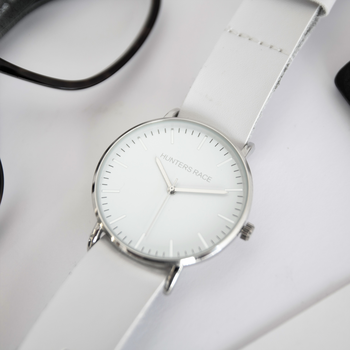 Athena Watch with White Leather Strap - Artist and Brands at The Vault ...