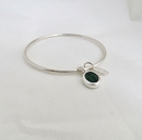 Pounamu & Leaf Bangle Silver